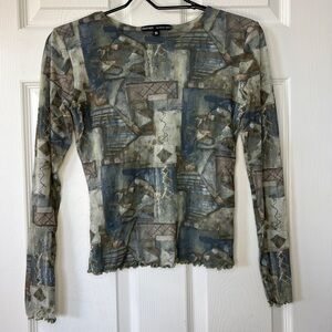 Vintage Long Sleeve Abstract Top